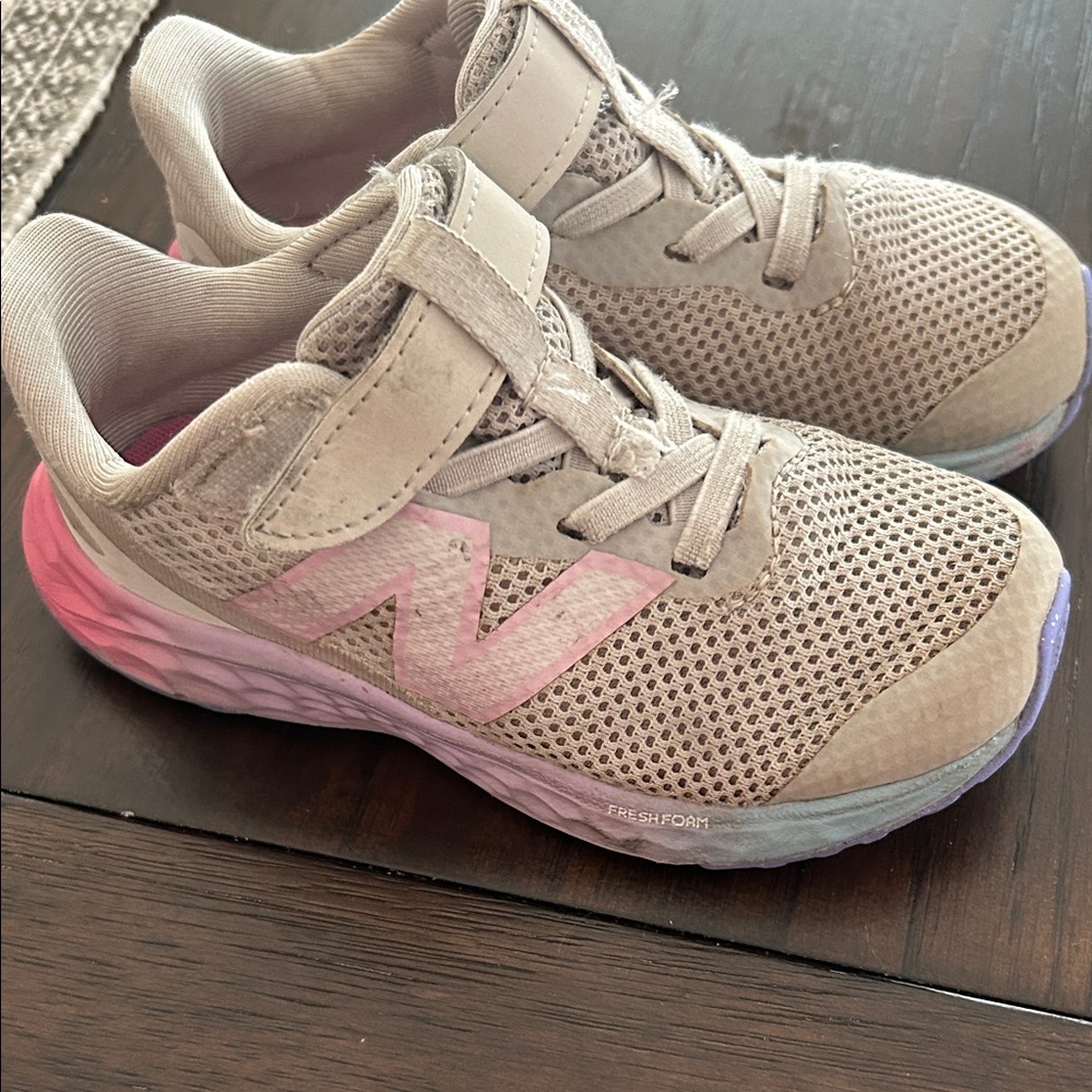 Kids Grey and Pink Sneakers New Balance
